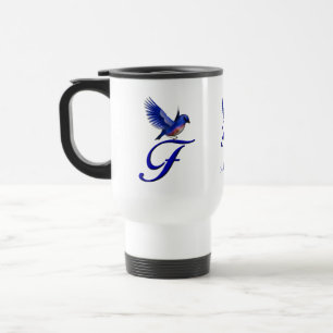 Caneca Térmica Monograma Bluebird Inicial F Elegante Personalizad
