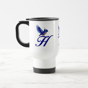 Caneca Térmica Monograma Bluebird Inicial H Elegante Personalizad