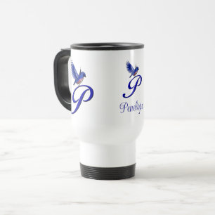 Caneca Térmica Monograma Bluebird Inicial P Elegante Personalizad