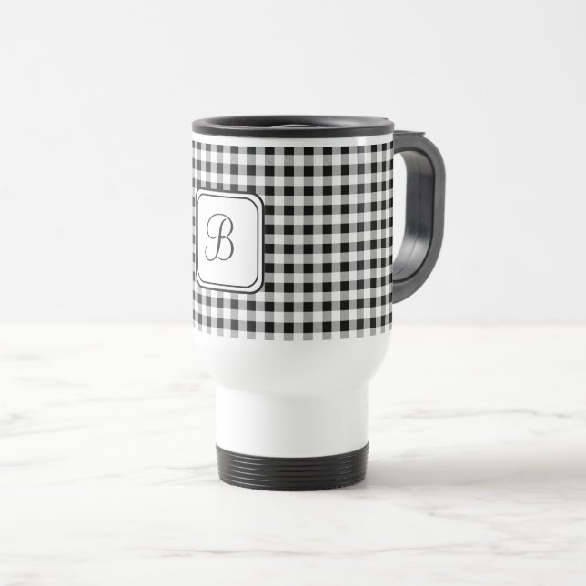 Caneca Térmica Monograma branco, controlo de búfalo aço inoxidáve (Frente Esquerda)
