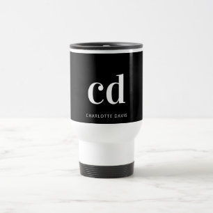 Caneca Térmica Monograma branco preto - mínimo