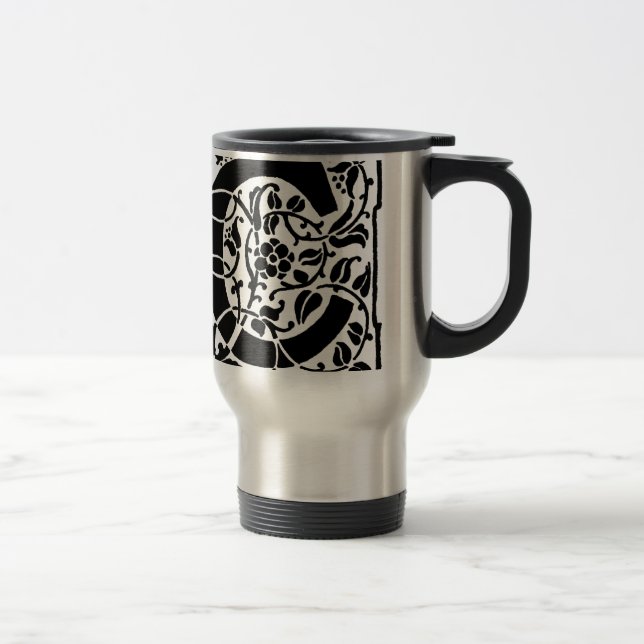 Caneca Térmica Monograma C inicial. Padrão Personalizado de Nome  (Direita)