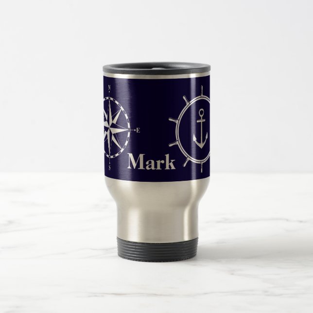 Caneca Térmica Monograma de Compass e Roda Náutica de na moda (Centro)