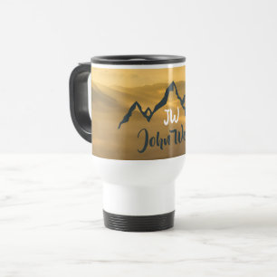 Caneca Térmica monograma de montanhas personalizável do nascer do