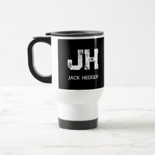 CANECA TÉRMICA MONOGRAMA DE NOME DE DUAS LETRAS BRANCO MINIMALIST