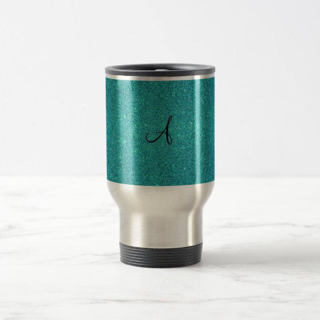 Caneca Térmica Monograma do brilho de turquesa (Centro)