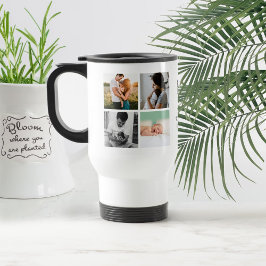 Caneca Térmica Monograma do Instagram de Colagem de Fotos da Famí
