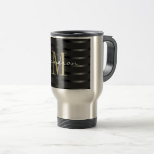 Caneca Térmica Monograma Dourado Inicial e Nome a Preto