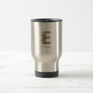 Caneca Térmica Monograma E - letra de madeira vermelha