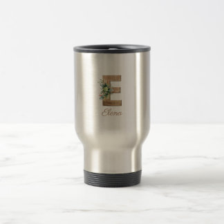 Caneca Térmica Monograma E - letra de madeira vermelha