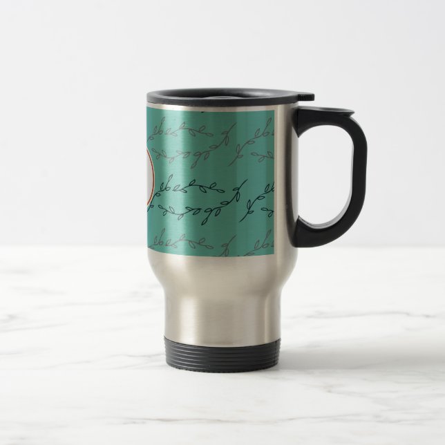 Caneca Térmica monograma & folhas (Direita)