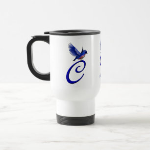 Caneca Térmica Monograma Inicial Bluebird C Elegante Personalizad