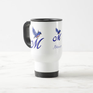 Caneca Térmica Monograma Inicial Bluebird M Elegante Personalizad