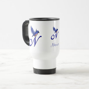 Caneca Térmica Monograma Inicial Bluebird N Elegante Personalizad