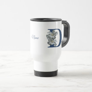 Caneca Térmica Monograma Inicial de Flor de Hibisco Personalizado