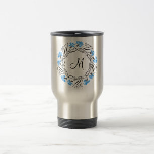 Caneca Térmica Monograma inicial do Círculo de Cornflower cruzado
