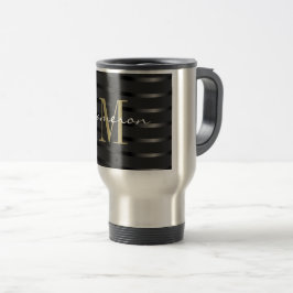 Caneca Térmica Monograma inicial e nome Dourado em preto