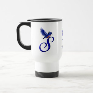 Caneca Térmica Monograma Inicial S Bluebird Elegante Personalizad