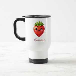 Caneca Térmica Monograma morango kawaii fofo