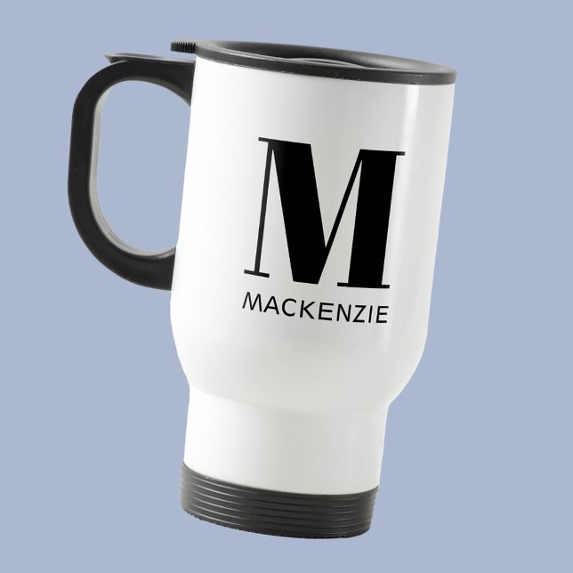 Caneca Térmica Monograma Nome inicial Simples (Simple monogram initial name personalized modern typography travel mug)