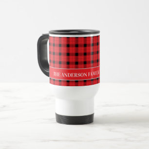 Caneca Térmica Monograma Personalizado da Xadrez Vermelha Negra T