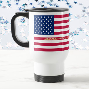 Caneca Térmica Monograma Personalizado de Bandeira Americana Patr