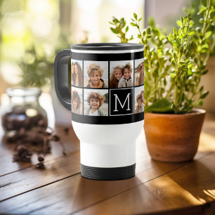 Caneca Térmica Monograma Personalizado de Colagem de Fotos do Ins