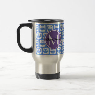 Caneca Térmica Monograma Personalizado de Corujas Azuis