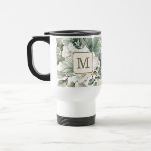 Caneca Térmica Monograma Personalizado Floral Aquarela