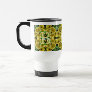 Caneca Térmica Monograma Personalizado Sua Inicial Arte de Flor d
