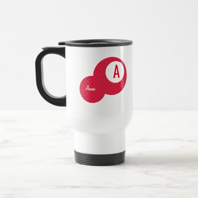 Caneca Térmica Monograma Personalizado Vermelho Dotty (Esquerda)