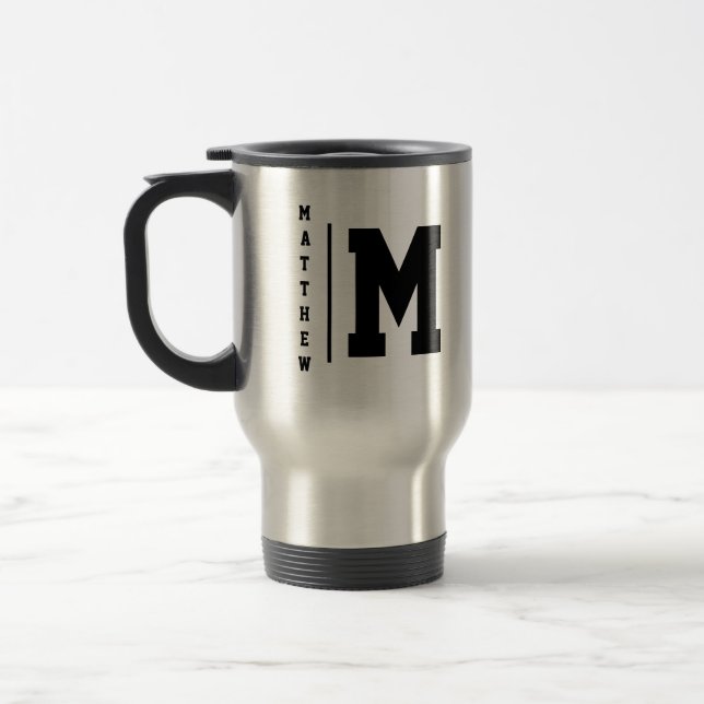 Caneca Térmica Monograma preto e prateado (Esquerda)
