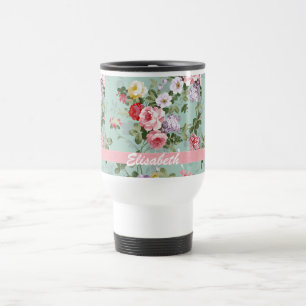 Caneca Térmica Monograma rosa vermelha feminino elegante dos