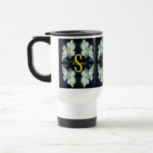 Caneca Térmica Monograma Seu Nome e Inicial Clematis Arte Floral