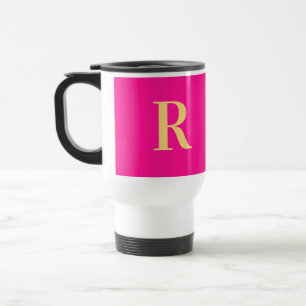 Caneca Térmica Monograma Simples Moderno Rosa Quente