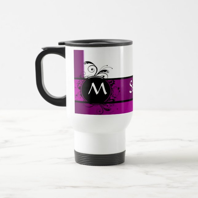 Caneca Térmica Monogrammed roxo e branco (Esquerda)