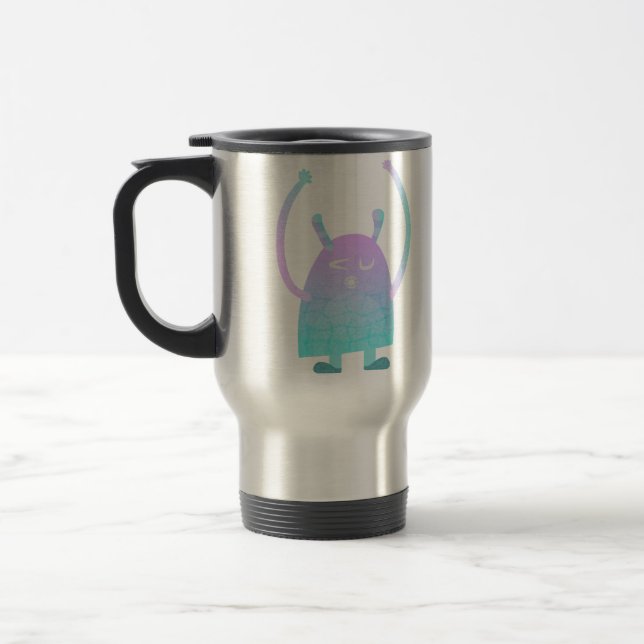Caneca Térmica Monstro Azul Pequeno e Fofo (Esquerda)
