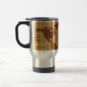 Caneca Térmica Montagem antigo do mapa do mundo do vintage