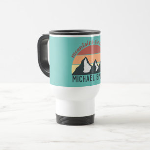 Caneca Térmica Montanhas pastéis vintage estão chamando monograma