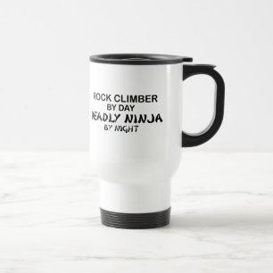 Caneca Térmica Montanhista de rocha Ninja mortal em a noite