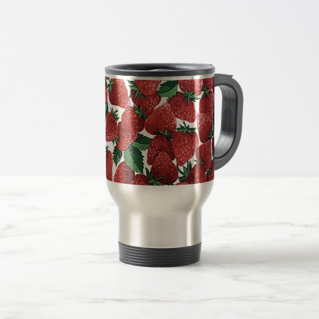 Caneca Térmica Morangos e Creme (Frente Esquerda)
