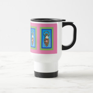 Caneca Térmica Mosaico Deusa em Verde e Azul a Rosa