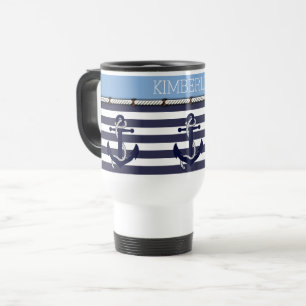 Caneca Térmica Motivo de Âncora Náutica Escolha a Cor Personaliza