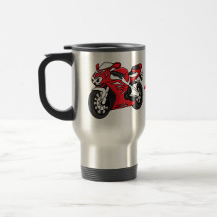 Caneca Térmica Moto esportiva vermelha fofa desenho animado