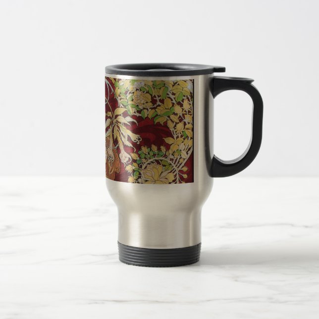 Caneca Térmica Mucha Art Nouveau: Mulher Com Daisy (Direita)