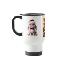 Mug com design adorável de um coelho e gatinhos