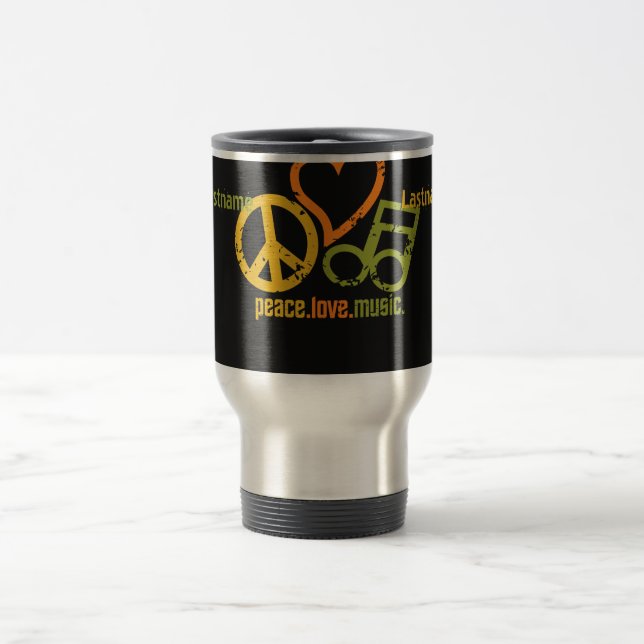 Caneca Térmica Mug de Música Peace Love - escolha estilo e cor (Centro)
