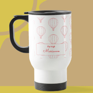 Caneca Térmica Mug de Padrão de Ar Quente Vermelho Moderno