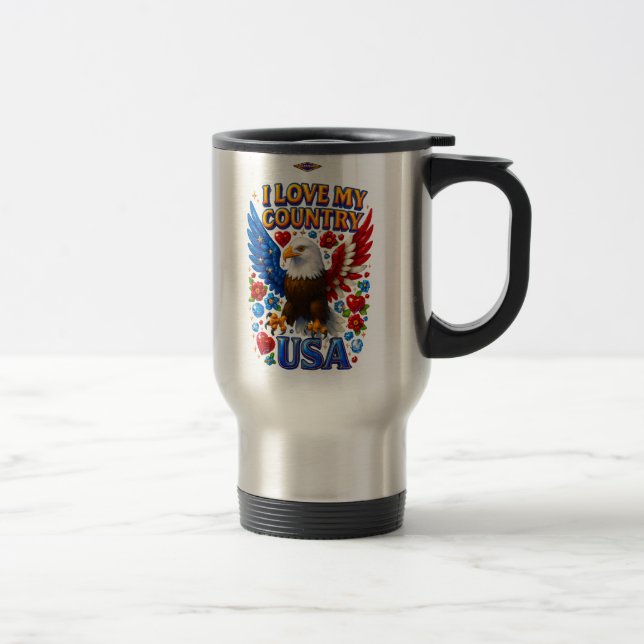 Caneca Térmica Mug Design: Eu Amo Meu País - EUA (Direita)