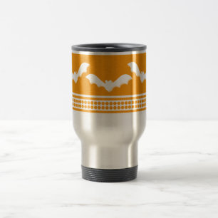 Caneca Térmica Mug do Halloween, Laranja e Branco, desmoronado